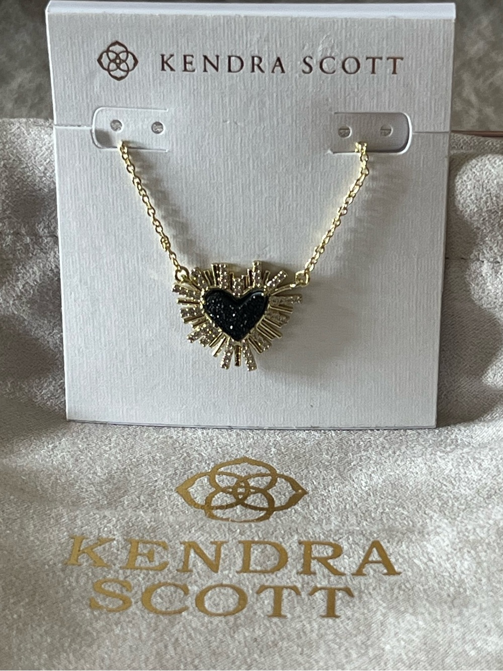 Dolly Parton x Kendra Scott Ari Heart Sunburnt Gold Black Necklace